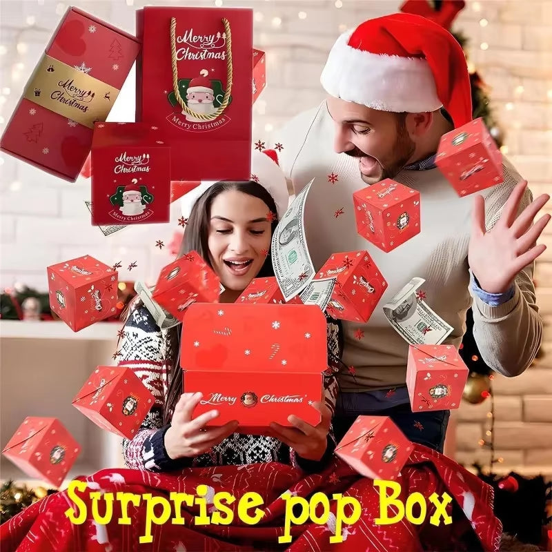Christmas Gift Box Diy Folding Paper Boxs Money Pop up Birthday Wedding Surprise Bounce Boxs Explosion Red Envelope Gift Box Set