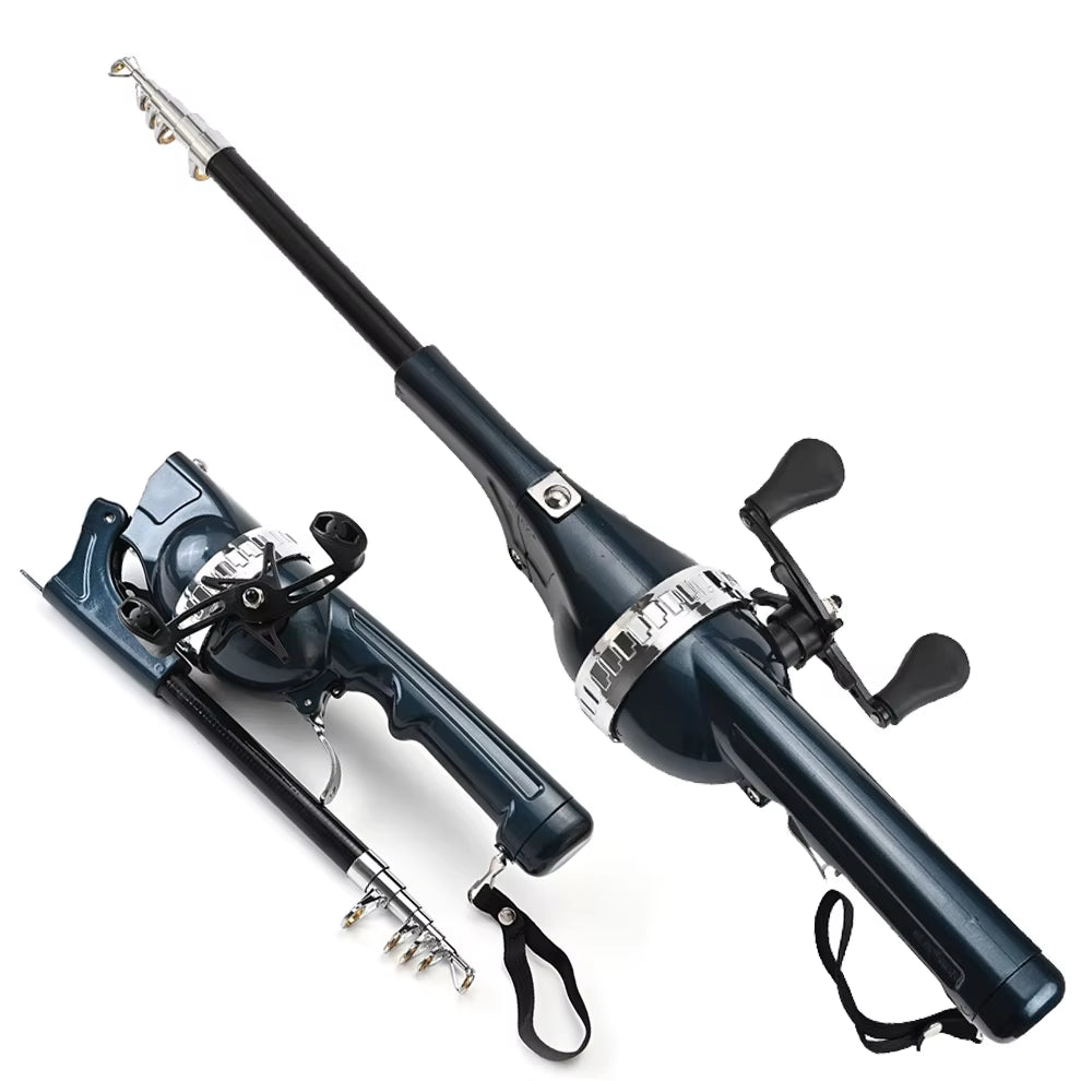 1.34M Telescopic Fishing Rod Spinning Reel Combo Carbon Fiber Casting Rod Fishing Gear Pocket Fishing Rod