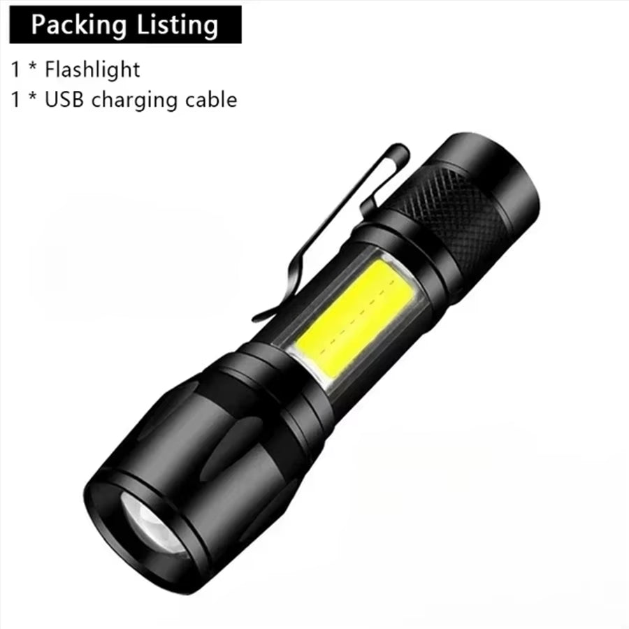 High Power White Laser LED Flashlight Built-In Battery USB Rechargeable Strong Light Tactical Torch Outdoor Camping Hiking Lamp