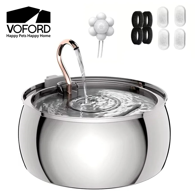 4L Ultra-Quiet Stainless Steel Cat Water Fountain Automatic Drink Filter Pet Drinking Dispenser Drinker for Cats Water Filter