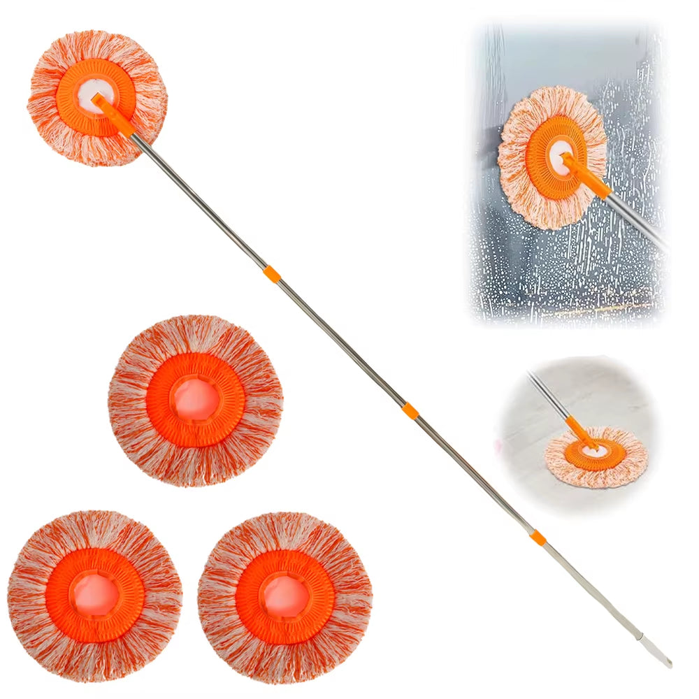 Extended Window Cleaning Kit 360° Rotatable Sunflower Mops Set Removable High-Rise Cleaning Supplies Wall Ceiling Cleaning Tool