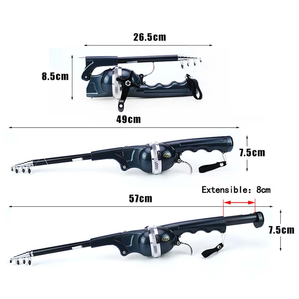 1.34M Telescopic Fishing Rod Spinning Reel Combo Carbon Fiber Casting Rod Fishing Gear Pocket Fishing Rod